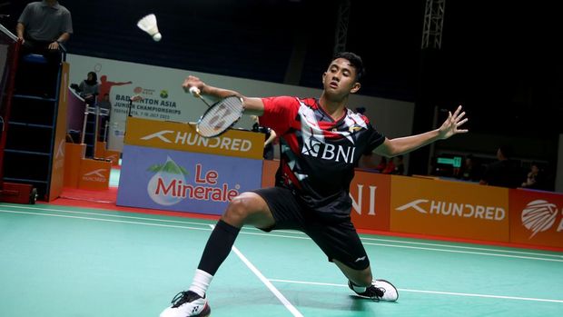 Pebulutangkis tunggal putra Indonesia Alwi Farhan di Badminton Asia Junior Championships 2023 (AJC 2023)